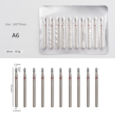 10gab./komplektā Nagu instrumenti Aksesuāri Dimanta nagu urbjmašīna Rotējošie elektriskie frēzes pedikīram Manikīra vīles kutikulas urbis