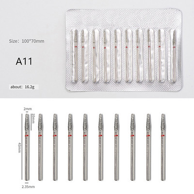 10gab./komplektā Nagu instrumenti Aksesuāri Dimanta nagu urbjmašīna Rotējošie elektriskie frēzes pedikīram Manikīra vīles kutikulas urbis