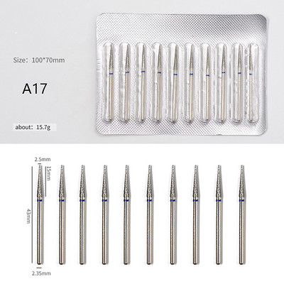 10gab./komplektā Nagu instrumenti Aksesuāri Dimanta nagu urbjmašīna Rotējošie elektriskie frēzes pedikīram Manikīra vīles kutikulas urbis