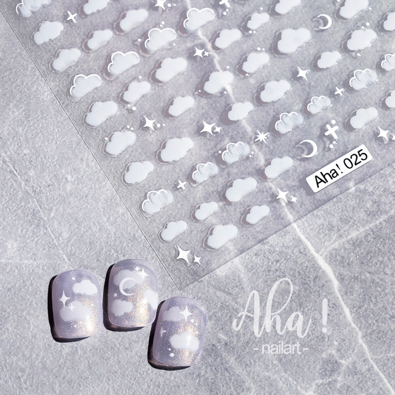 1kom slatki bijeli oblak naljepnice za nokte Ultra tanke naljepnice za nokte Samoljepljive naljepnice Zvijezda Mjesec/Cvijet/Oblaci Kawaii naljepnice za nokte