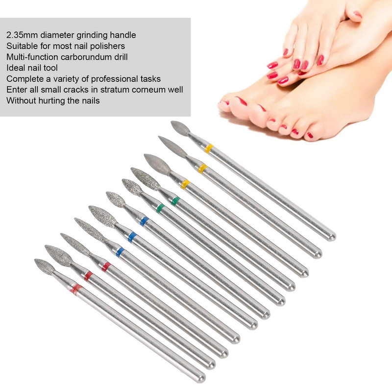 Dimanta manikīra urbis nagiem Profesionāli kutikulas tīrīšanas uzgaļi akrila gēla nagiem Manikīra pedikīra veidošanas instrumenti