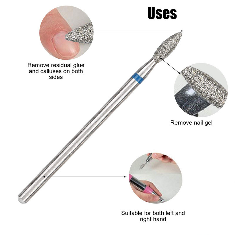 Dimanta manikīra urbis nagiem Profesionāli kutikulas tīrīšanas uzgaļi akrila gēla nagiem Manikīra pedikīra veidošanas instrumenti