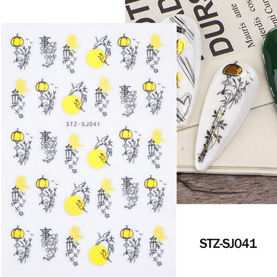 Ziedošs marmors nagu uzlīmes uzlīmes 3D viļņu līnijas ziedi burti pavasara dizains manikīrs tetovējums nagu mākslas slīdņi Dekorācijas