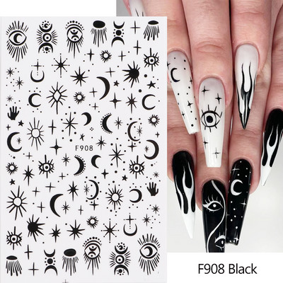 Ziedošs marmors nagu uzlīmes uzlīmes 3D viļņu līnijas ziedi burti pavasara dizains manikīrs tetovējums nagu mākslas slīdņi Dekorācijas