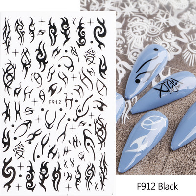 Ziedošs marmors nagu uzlīmes uzlīmes 3D viļņu līnijas ziedi burti pavasara dizains manikīrs tetovējums nagu mākslas slīdņi Dekorācijas