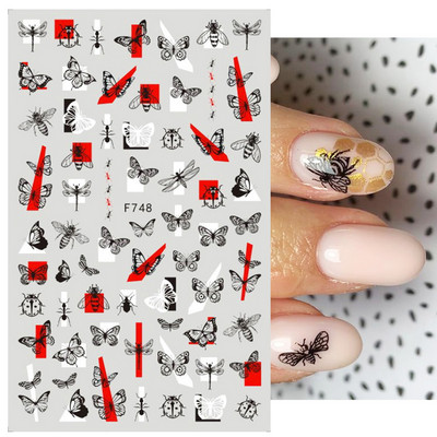 Ziedošs marmors nagu uzlīmes uzlīmes 3D viļņu līnijas ziedi burti pavasara dizains manikīrs tetovējums nagu mākslas slīdņi Dekorācijas