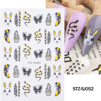 Ziedošs marmors nagu uzlīmes uzlīmes 3D viļņu līnijas ziedi burti pavasara dizains manikīrs tetovējums nagu mākslas slīdņi Dekorācijas