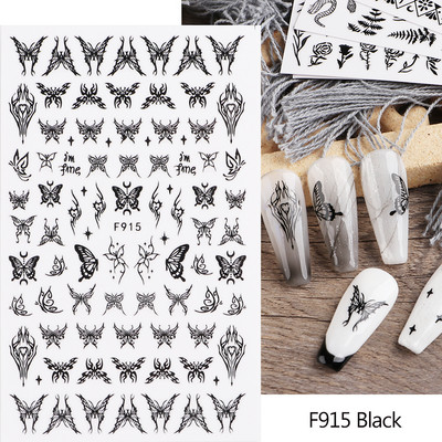 Ziedošs marmors nagu uzlīmes uzlīmes 3D viļņu līnijas ziedi burti pavasara dizains manikīrs tetovējums nagu mākslas slīdņi Dekorācijas