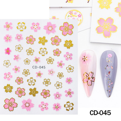 Ziedošs marmors nagu uzlīmes uzlīmes 3D viļņu līnijas ziedi burti pavasara dizains manikīrs tetovējums nagu mākslas slīdņi Dekorācijas
