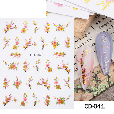 Ziedošs marmors nagu uzlīmes uzlīmes 3D viļņu līnijas ziedi burti pavasara dizains manikīrs tetovējums nagu mākslas slīdņi Dekorācijas