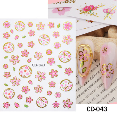 Ziedošs marmors nagu uzlīmes uzlīmes 3D viļņu līnijas ziedi burti pavasara dizains manikīrs tetovējums nagu mākslas slīdņi Dekorācijas