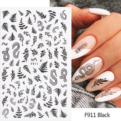 Ziedošs marmors nagu uzlīmes uzlīmes 3D viļņu līnijas ziedi burti pavasara dizains manikīrs tetovējums nagu mākslas slīdņi Dekorācijas