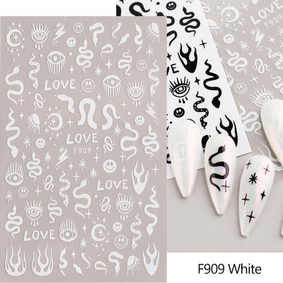 Ziedošs marmors nagu uzlīmes uzlīmes 3D viļņu līnijas ziedi burti pavasara dizains manikīrs tetovējums nagu mākslas slīdņi Dekorācijas