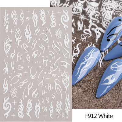 Ziedošs marmors nagu uzlīmes uzlīmes 3D viļņu līnijas ziedi burti pavasara dizains manikīrs tetovējums nagu mākslas slīdņi Dekorācijas