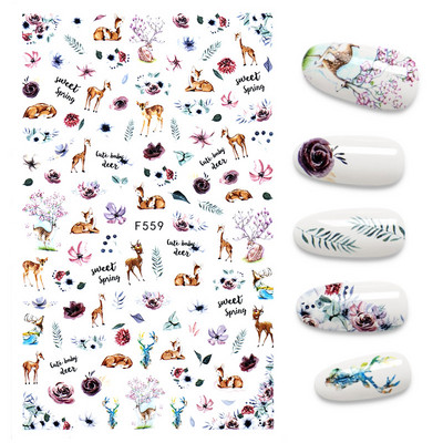 1Gb multfilmas putnu kaktusa nagu mākslas uzlīme Līmējošā uzlīme Abstrakta kļavas lapas lentes nagu uzlīme nagu mākslas piederumi