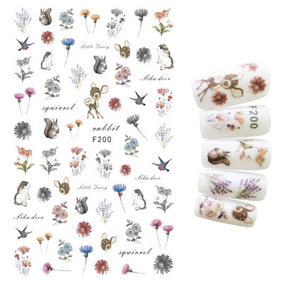 1Gb multfilmas putnu kaktusa nagu mākslas uzlīme Līmējošā uzlīme Abstrakta kļavas lapas lentes nagu uzlīme nagu mākslas piederumi