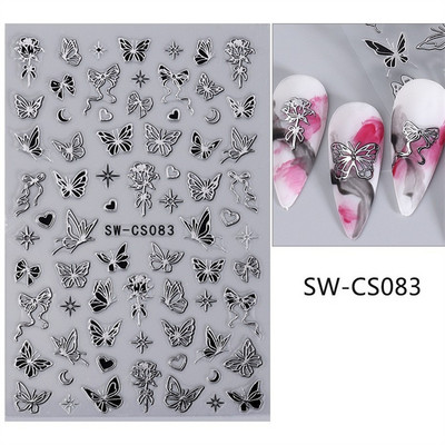 Sacred Heart Constellation 3D Nails Art Stickers Bronzing Golds Silver Heart Star pentru manichiura Decalcomanii Tatuaj PPSTZ-X009