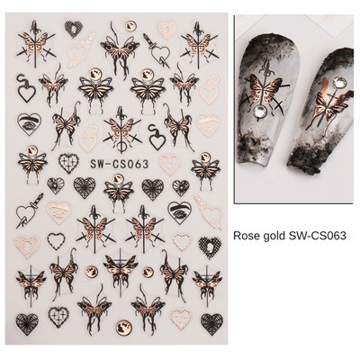 Sacred Heart Constellation 3D Nails Art Stickers Bronzing Golds Silver Heart Star pentru manichiura Decalcomanii Tatuaj PPSTZ-X009
