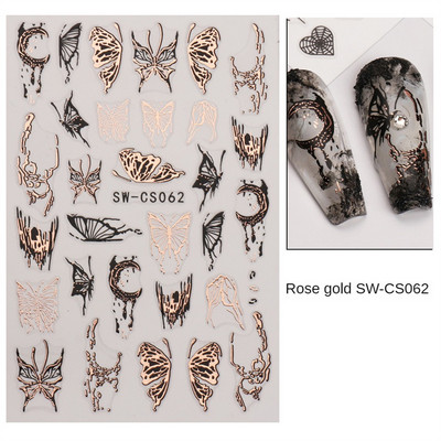 Sacred Heart Constellation 3D Nails Art Stickers Bronzing Golds Silver Heart Star pentru manichiura Decalcomanii Tatuaj PPSTZ-X009