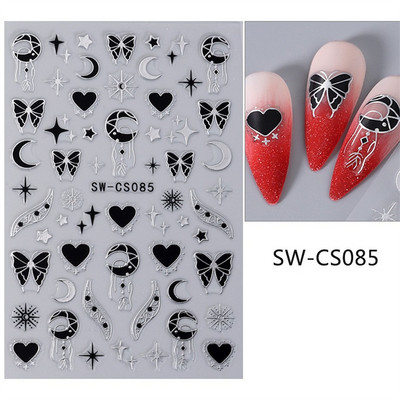 Sacred Heart Constellation 3D Nails Art Stickers Bronzing Golds Silver Heart Star pentru manichiura Decalcomanii Tatuaj PPSTZ-X009
