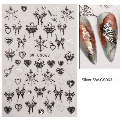Sacred Heart Constellation 3D Nails Art Stickers Bronzing Golds Silver Heart Star pentru manichiura Decalcomanii Tatuaj PPSTZ-X009