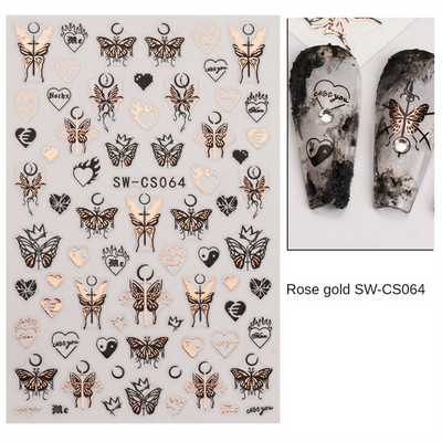 Sacred Heart Constellation 3D Nails Art Stickers Bronzing Golds Silver Heart Star pentru manichiura Decalcomanii Tatuaj PPSTZ-X009