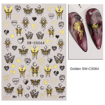 Sacred Heart Constellation 3D Nails Art Stickers Bronzing Golds Silver Heart Star pentru manichiura Decalcomanii Tatuaj PPSTZ-X009