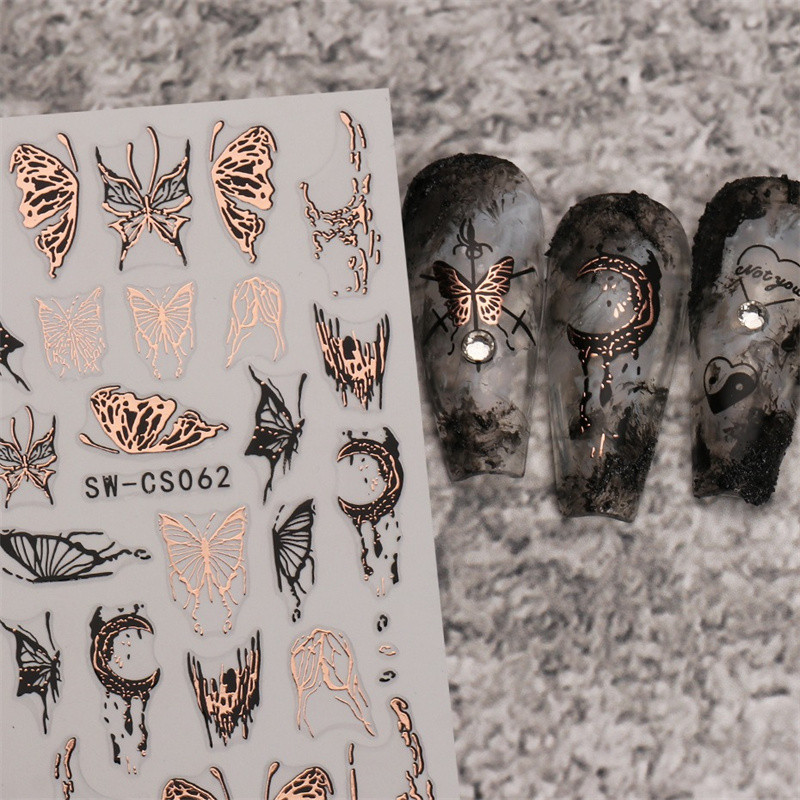 Sacred Heart Constellation 3D Nails Art Stickers Bronzing Golds Silver Heart Star pentru manichiura Decalcomanii Tatuaj PPSTZ-X009