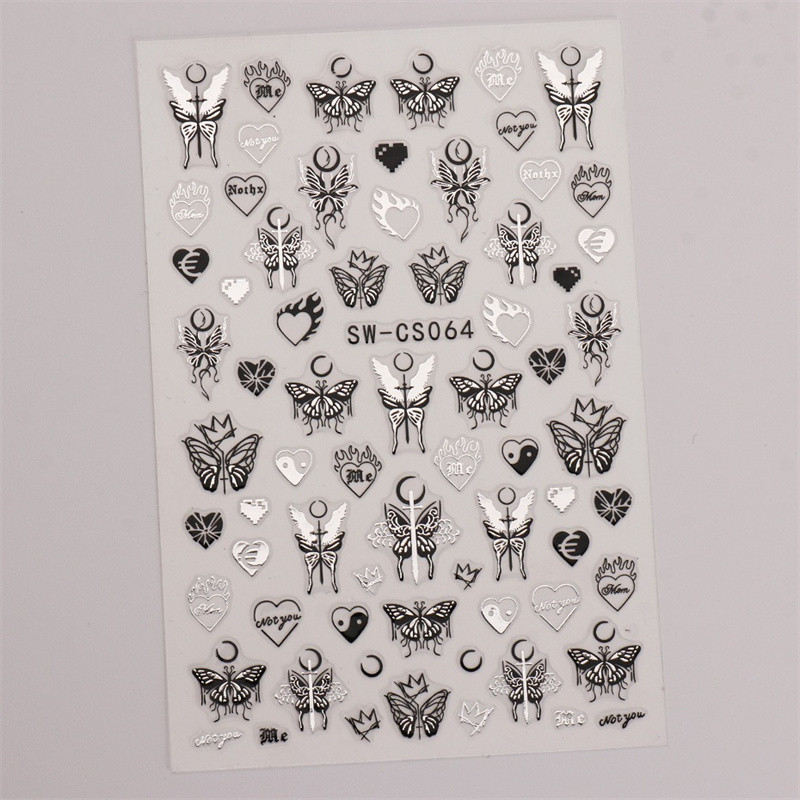 Sacred Heart Constellation 3D Nails Art Stickers Bronzing Golds Silver Heart Star pentru manichiura Decalcomanii Tatuaj PPSTZ-X009