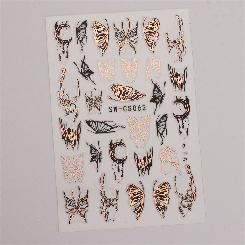 Sacred Heart Constellation 3D Nails Art Stickers Bronzing Golds Silver Heart Star pentru manichiura Decalcomanii Tatuaj PPSTZ-X009