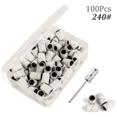 100 gab. nagu slīpēšanas lentu komplekts nagu urbjmašīnas, vīles nagu slīpmašīnas piederumi manikīra mašīnai, želejas lakas noņemšanai, slīpmašīna