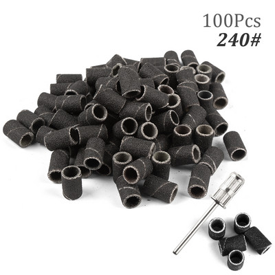 100 gab. nagu slīpēšanas lentu komplekts nagu urbjmašīnas, vīles nagu slīpmašīnas piederumi manikīra mašīnai, želejas lakas noņemšanai, slīpmašīna