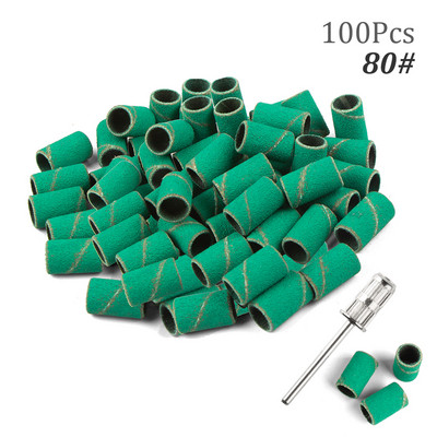 100 gab. nagu slīpēšanas lentu komplekts nagu urbjmašīnas, vīles nagu slīpmašīnas piederumi manikīra mašīnai, želejas lakas noņemšanai, slīpmašīna
