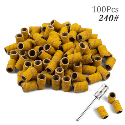 100 gab. nagu slīpēšanas lentu komplekts nagu urbjmašīnas, vīles nagu slīpmašīnas piederumi manikīra mašīnai, želejas lakas noņemšanai, slīpmašīna