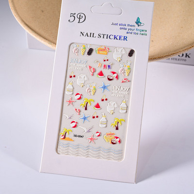 1 loksne vasaras jūras gliemežvāks 5D nagu uzlīme pludmales reljefs jūras zvaigznes uzlīme, pašlīmējoša, gravēta tropiskā kokosriekstu koka slīdnis
