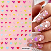 5D reljefne naljepnice za nokte Šareni dizajni ljubavnih srca Samoljepljive klizne naljepnice Valentinovo Nail Art Decor Manikura