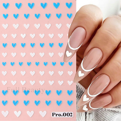 5D reljefne naljepnice za nokte Šareni dizajni ljubavnih srca Samoljepljive klizne naljepnice Valentinovo Nail Art Decor Manikura