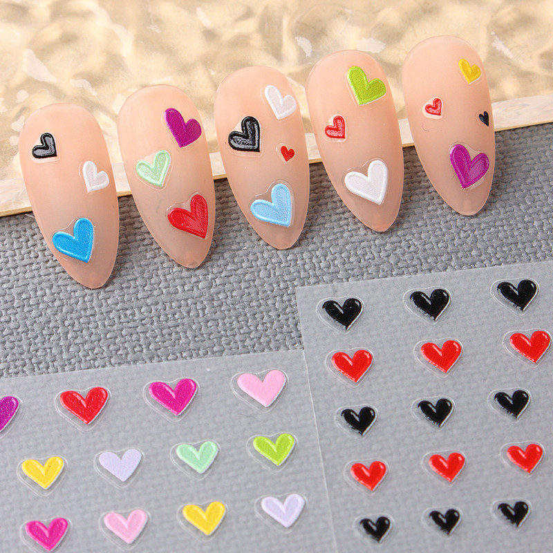 5D reljefne naljepnice za nokte Šareni dizajni ljubavnih srca Samoljepljive klizne naljepnice Valentinovo Nail Art Decor Manikura