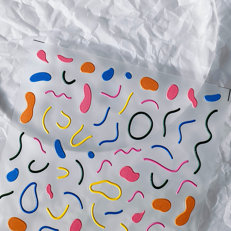 Jednostavne linije naljepnica za nokte Šarene ljetne klizače za naljepnice za nokte 5d reljefni dodaci za DIY manikuru