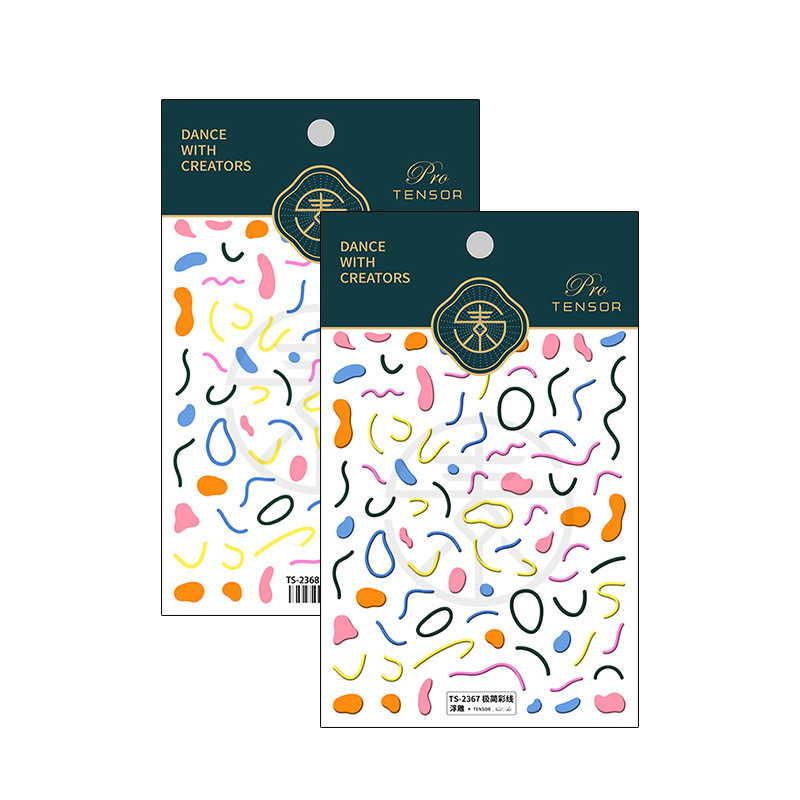 Jednostavne linije naljepnica za nokte Šarene ljetne klizače za naljepnice za nokte 5d reljefni dodaci za DIY manikuru