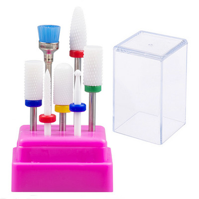 7 gab. Kombinētie keramikas frēzes manikīra noņemšanai gēla lakas nagu urbjmašīnu komplekti, piederumi