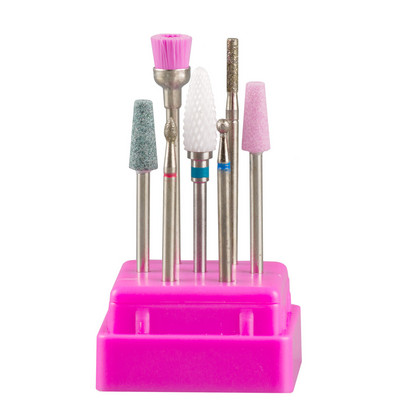 7 gab. Kombinētie keramikas frēzes manikīra noņemšanai gēla lakas nagu urbjmašīnu komplekti, piederumi
