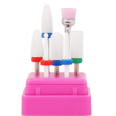 7 gab. Kombinētie keramikas frēzes manikīra noņemšanai gēla lakas nagu urbjmašīnu komplekti, piederumi