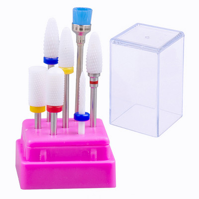 7 gab. Kombinētie keramikas frēzes manikīra noņemšanai gēla lakas nagu urbjmašīnu komplekti, piederumi