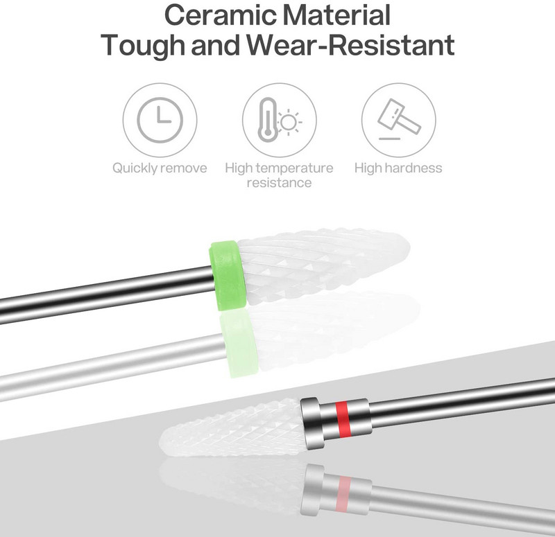7 gab. Kombinētie keramikas frēzes manikīra noņemšanai gēla lakas nagu urbjmašīnu komplekti, piederumi