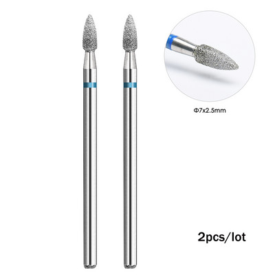 2 kom/lot Bitovi za nokte za manikuru za električnu bušilicu Dijamantna glodalica za manikuru Pedikura Rezač zanoktica Dodaci za nokte