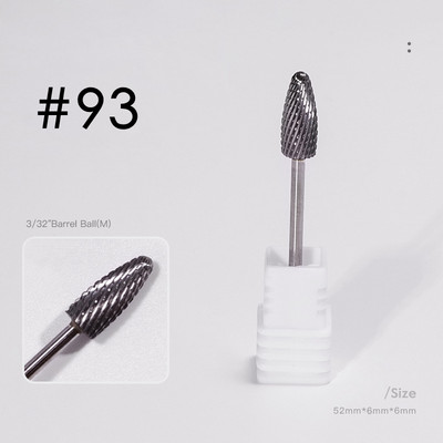 3/32 collu volframa karbīda nagu urbji akrila gēla nagiem kutikulas griezēji manikīrs pedikīrs Embout Ponceuse Ongle