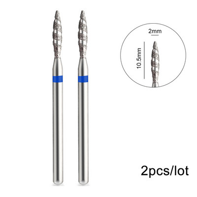 2 kom/lot Tornado plamena dijamantna svrdla za nokte za rusku manikuru 3/32" svrdla za nokte zanoktice Rezači Rotacijski alat za bušenje