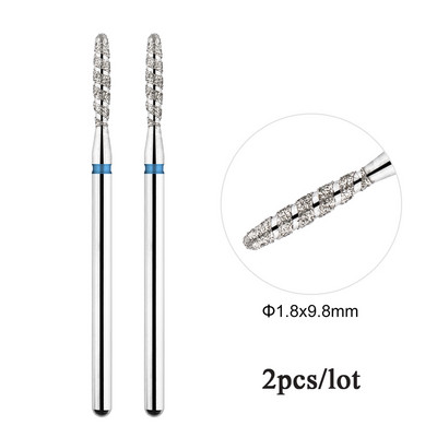 2 kom/lot Tornado plamena dijamantna svrdla za nokte za rusku manikuru 3/32" svrdla za nokte zanoktice Rezači Rotacijski alat za bušenje