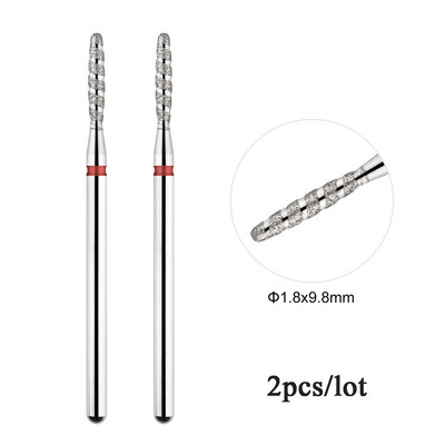 2 kom/lot Tornado plamena dijamantna svrdla za nokte za rusku manikuru 3/32" svrdla za nokte zanoktice Rezači Rotacijski alat za bušenje